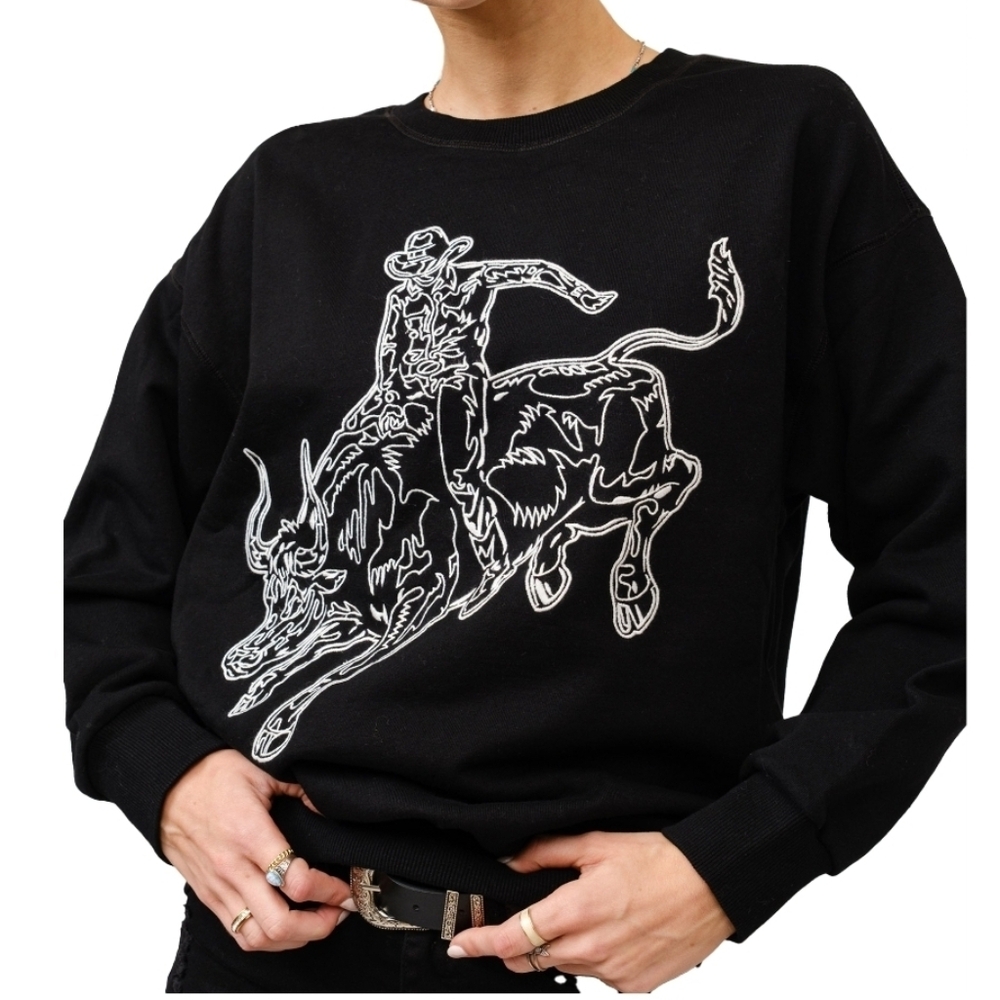NEW!!! Women's Blue B. Bull Rider Embroidered Sweatshirt, Sz Medium, NWT - Picture 3 of 3